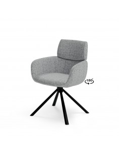 Silla giratoria con brazos DIANE tejido chenille gris y... 2