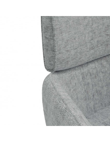Silla giratoria con brazos DIANE tejido chenille gris y acero negro.