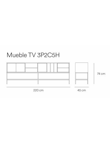 Teulat Platt Mueble TV minimalista 175 x 45,...