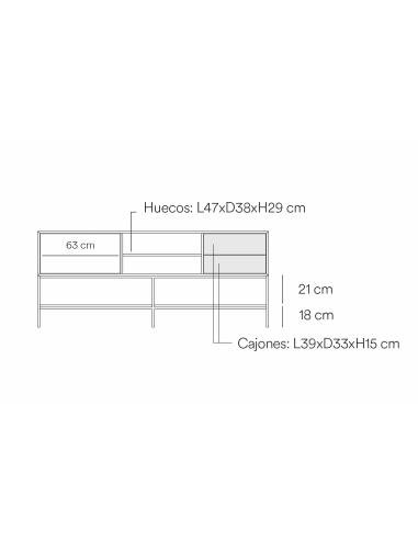 Teulat Platt Mueble TV minimalista 175 x 45,...