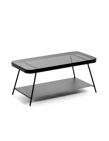 Mesa de centro Duilia 90x45, vidro preto esfumaçado.