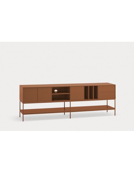 Teulat Platt Mueble TV minimalista 220 x 45, MDF lacado Arcilla