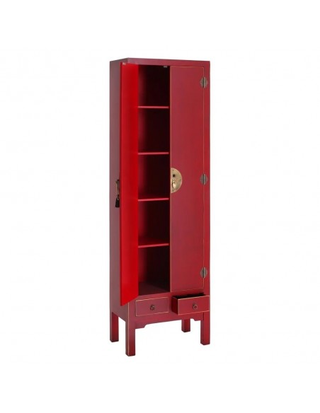 Armário SHIAN Oriental 55 x 185, VERMELHO. 2 portas e 2 gavetas