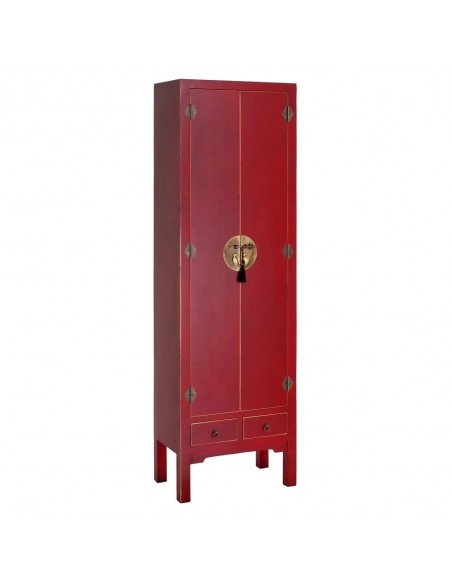Armário SHIAN Oriental 55 x 185, VERMELHO. 2 portas e 2 gavetas