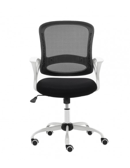 Silla oficina ergonómica Lisboa, carcasa blanco y malla negra