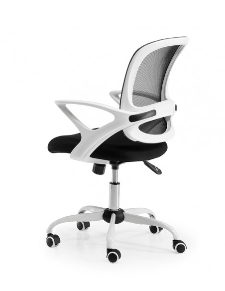 Silla oficina ergonómica Lisboa, carcasa blanco y malla negra