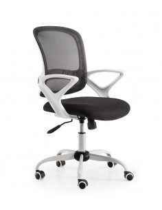 Silla oficina ergonómica Lisboa, carcasa blanco y malla...