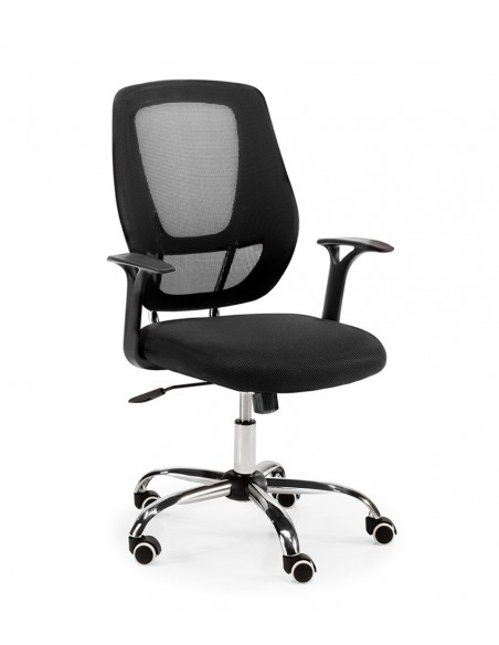 Silla ergonómica de oficina Génova, malla transpirable negra