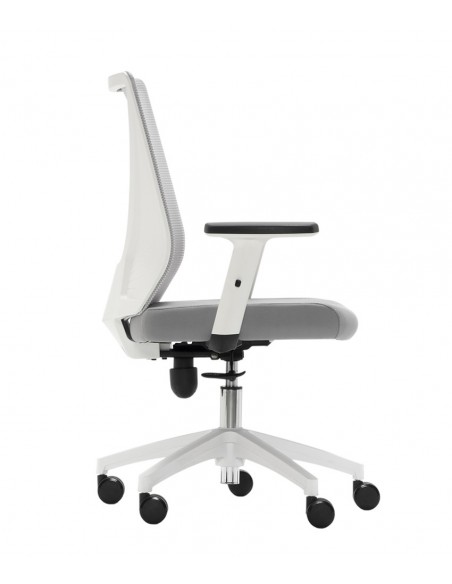 Silla oficina ergonómica Tirana en gris y blanco, tela elástica flex