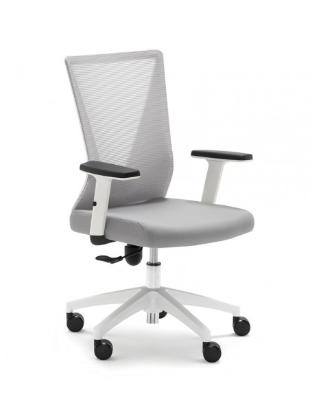Silla oficina ergonómica Tirana en gris y blanco, tela elástica flex