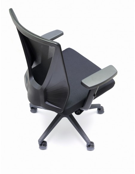 Silla oficina ergonómica Tirana en gris y negro, tela elástica flex
