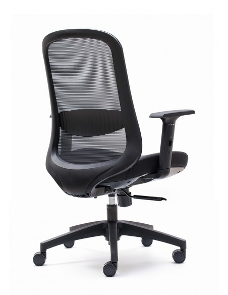 Cadeira ergonómica de escritório Lima, malha preta resistente