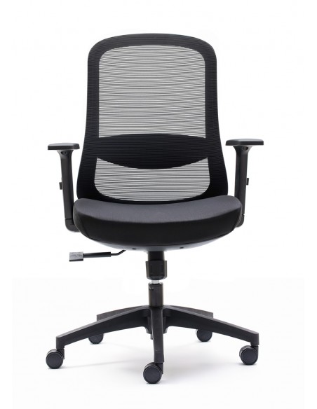 Cadeira ergonómica de escritório Lima, malha preta resistente