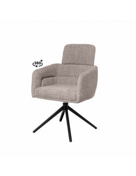 Silla de comedor giratoria con brazos JANICE, muelle ensacado y tejido Tango