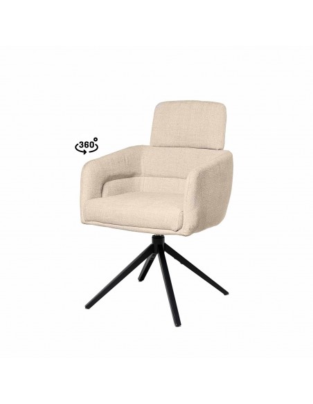 Silla de comedor giratoria con brazos JANICE, muelle ensacado y tejido Tango