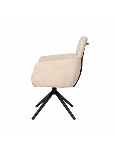 Silla de comedor giratoria con brazos JANICE, muelle ensacado y tejido Tango