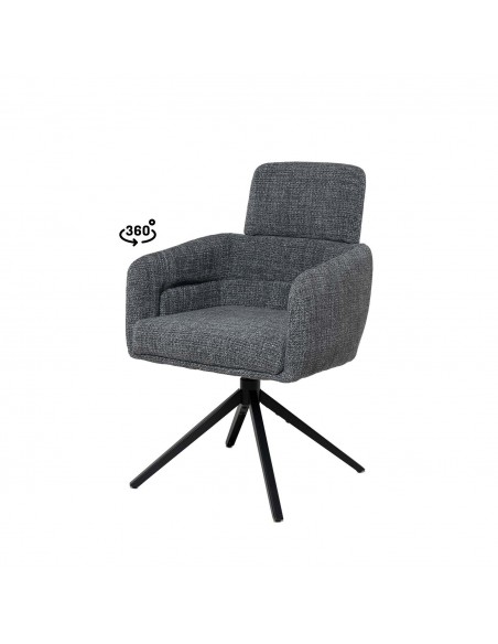 Silla de comedor giratoria con brazos JANICE, muelle ensacado y tejido Tango