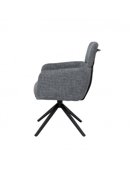 Silla de comedor giratoria con brazos JANICE, muelle ensacado y tejido Tango