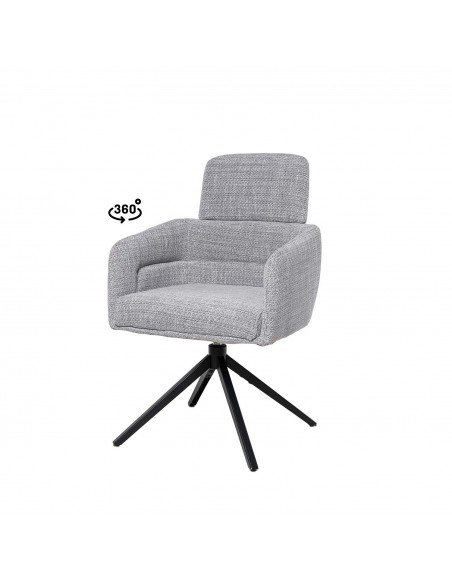 Silla de comedor giratoria con brazos JANICE, muelle ensacado y tejido Tango