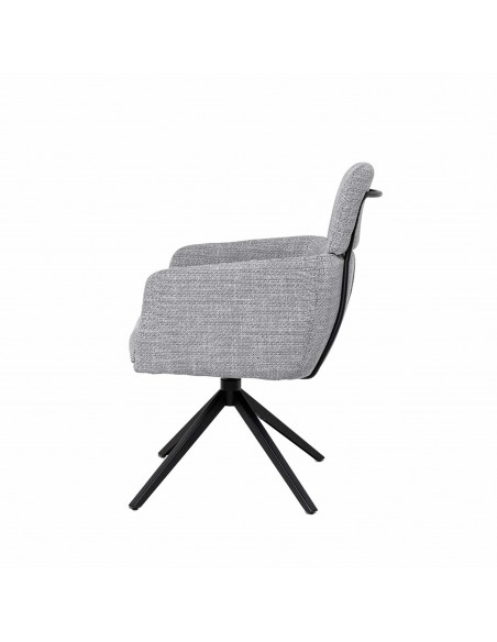 Silla de comedor giratoria con brazos JANICE, muelle ensacado y tejido Tango