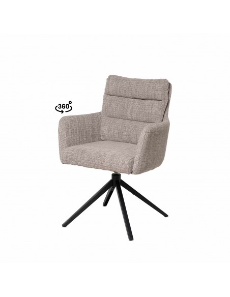 Silla de comedor giratoria con brazos LISETTE, asiento con muelles ensacados