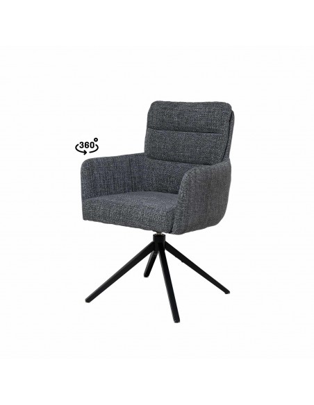 Silla de comedor giratoria con brazos LISETTE, asiento con muelles ensacados