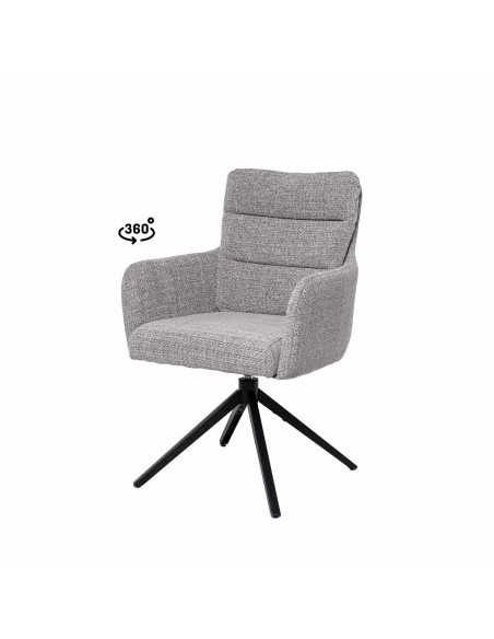 Silla de comedor giratoria con brazos LISETTE, asiento con muelles ensacados