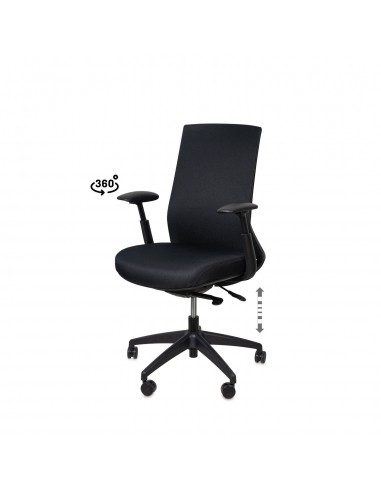 Silla oficina ergonómica LANCASTER, giratoria, tejido daily negro