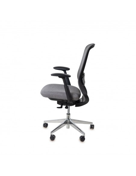 Silla oficina ergonómica ROTTERDAM, giratoria, tejido y malla gris