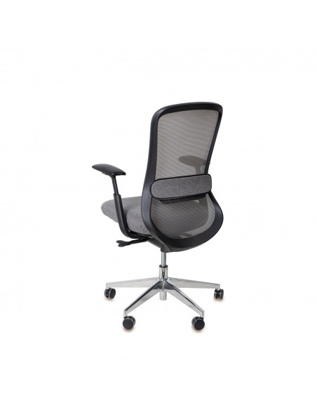 Silla oficina ergonómica ROTTERDAM, giratoria, tejido y malla gris