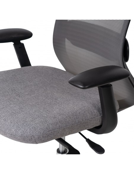 Cadeira de escritório ergonómica ROTTERDAM, giratória, tecido e malha cinza