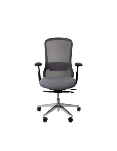 Silla oficina ergonómica ROTTERDAM, giratoria, tejido y malla gris