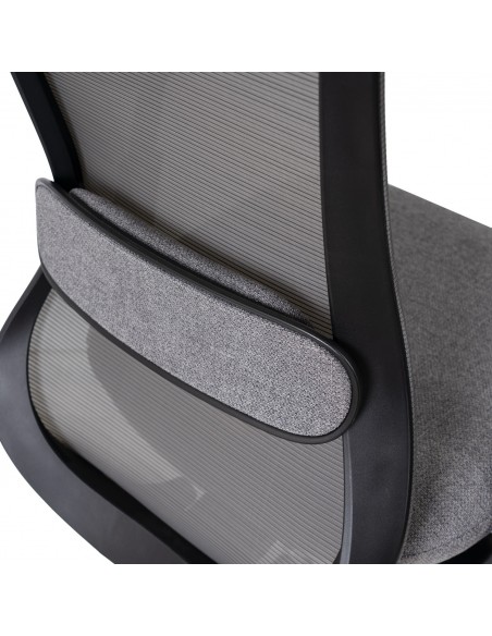 Silla oficina ergonómica ROTTERDAM, giratoria, tejido y malla gris