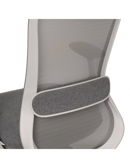 Silla oficina ergonómica EMORY, giratoria, tejido y malla gris
