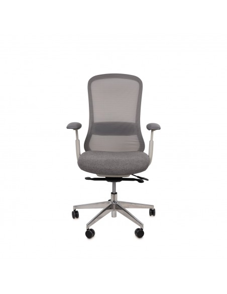 Cadeira de escritório ergonómica EMORY, giratória, tecido e malha cinza