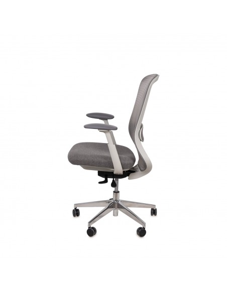 Cadeira de escritório ergonómica EMORY, giratória, tecido e malha cinza