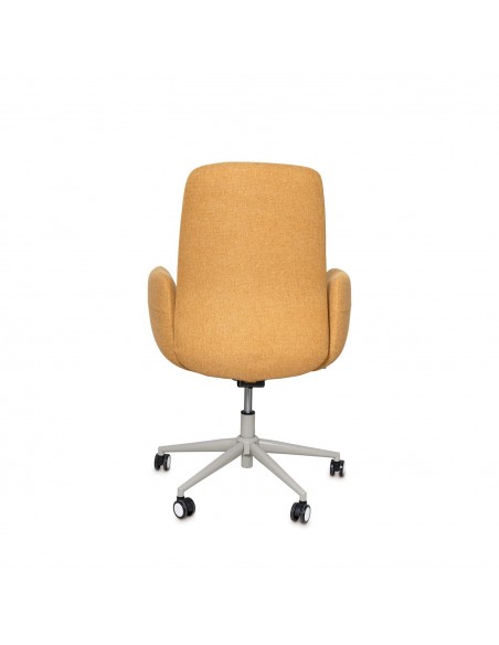 Silla oficina ergonómica BRITISH, giratoria, tejido mostaza y metal gris