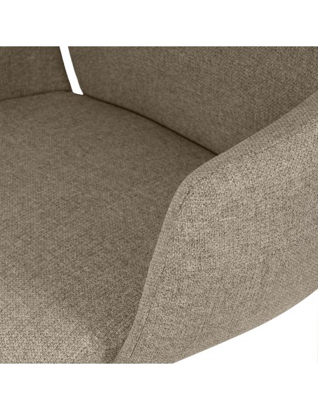 Silla oficina ergonómica BRITISH, giratoria, tejido taupe y metal gris