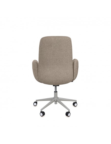 Silla oficina ergonómica BRITISH, giratoria, tejido taupe y metal gris