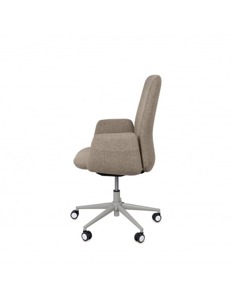Silla oficina ergonómica BRITISH, giratoria, tejido taupe y metal gris