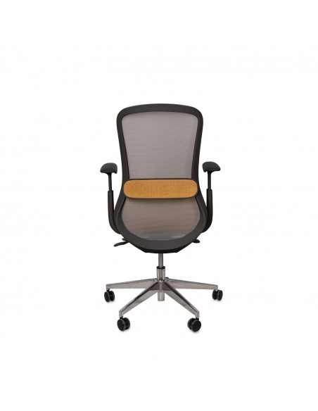 Silla oficina ergonómica ROTTERDAM, giratoria, tejido mostaza y malla gris