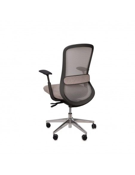 Cadeira de escritório ergonómica ROTTERDAM, giratória, tecido taupe e malha cinza