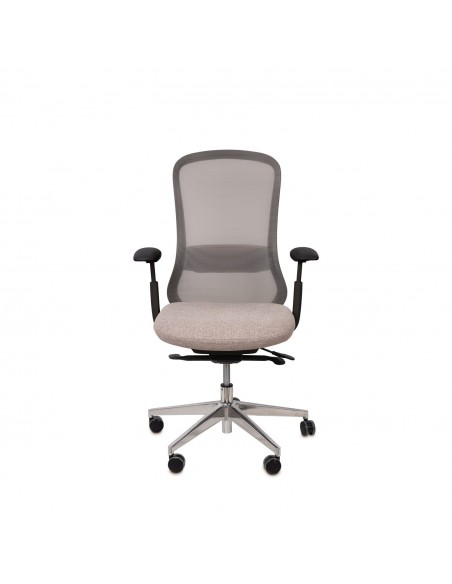 Cadeira de escritório ergonómica ROTTERDAM, giratória, tecido taupe e malha cinza