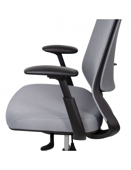 Silla oficina ergonómica LANCASTER, giratoria, tejido daily gris