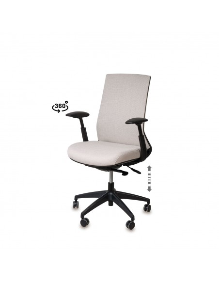 Silla oficina ergonómica LANCASTER, giratoria, tejido daily beige