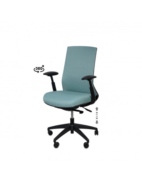 Silla oficina ergonómica LANCASTER, giratoria, tejido daily menta