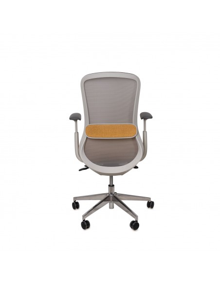 Cadeira de escritório ergonómica EMORY, giratória, tecido mostarda e malha cinza