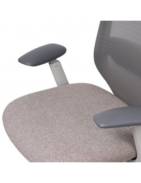 Silla oficina ergonómica EMORY, giratoria, tejido taupe y malla gris