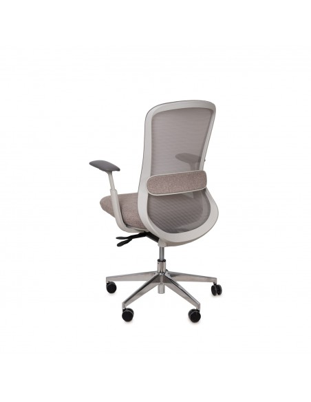 Cadeira de escritório ergonómica EMORY, giratória, tecido taupe e malha cinza