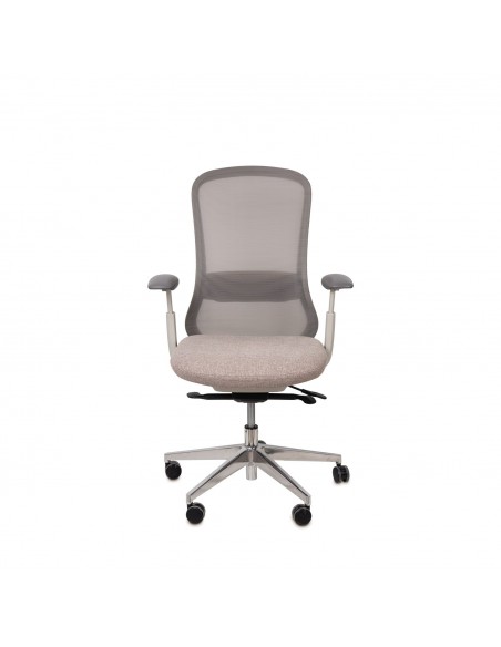 Cadeira de escritório ergonómica EMORY, giratória, tecido taupe e malha cinza